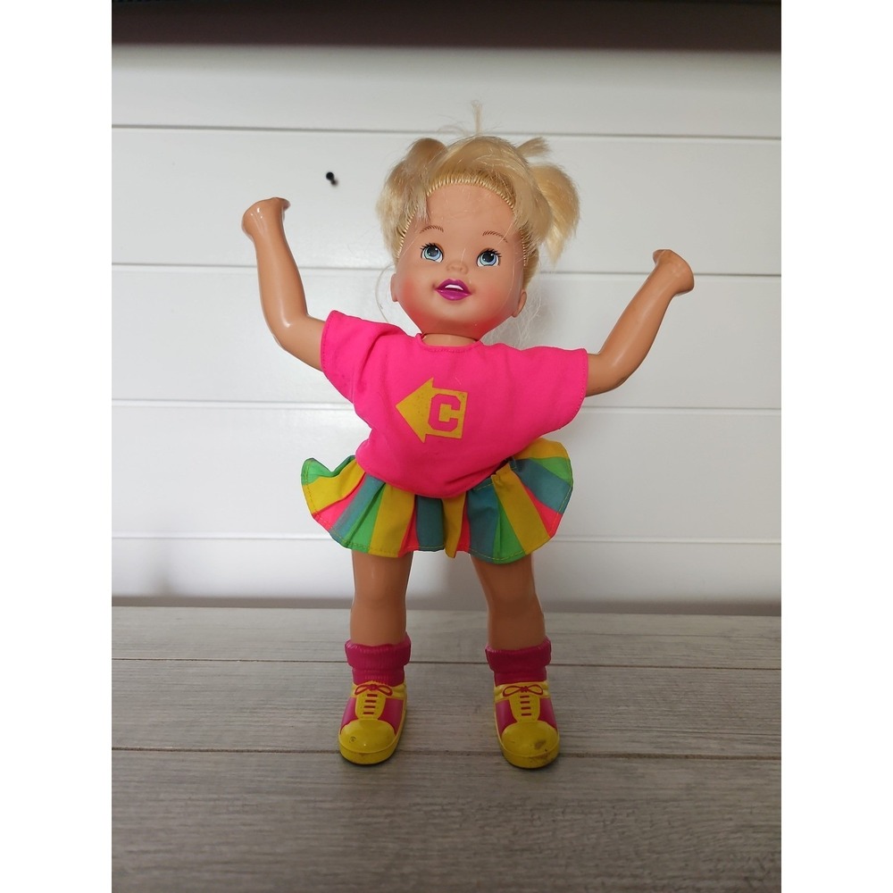 Mattel 90s Cheerleader Doll Blonde Hair Pink Shirt Colorful Skirt 14 Inch Toy - Picture 1 of 12